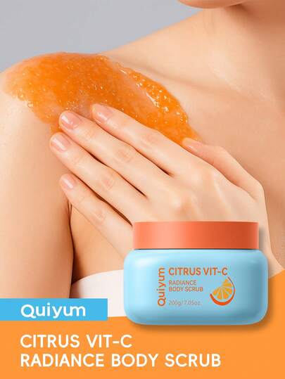  1 Pc Cleansing Healthily QUIYUM Citrus Vit-C Radiance Body Scrub,200g Clean Pores Exfoliating Scrub Exfoliation Cream Scrub For Women, Mom, Wife, Sister, Teen, Girl Friend For Women All Skin Types