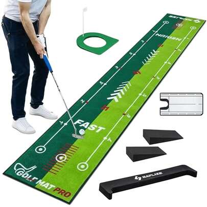 Non Slip Wear Resistant Golf Putting Mat Comfortable Fabric Indoor Practice