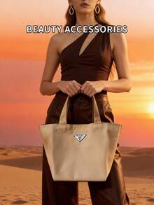 女士帆布手提包，旅行必备单肩包，收纳包，通勤包，办公包，PRADA-GIFT-24 - 棕色 - 查看 3