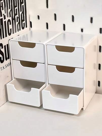 3-Tier Desktop Organizer With Drawers, Large Capacity Stationery Storage Box For Pens & Notebooks, Space-Saving Office Supplies Holder, Aesthetic Dorm Room Organization, Room Decor