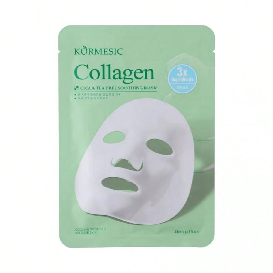 KÒRMESIC Mascarilla Facial de Colágeno con Centella Asiática y Árbol de Té 25ml - Calmante, Reparadora y Antiacné