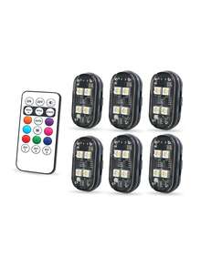 4颗LED灯珠，2/4/6颗无线LED闪光灯，带遥控器，8种颜色，C型可充电LED灯，防撞警示灯，适用于汽车、摩托车、自行车、无人机等。 - A - 查看 16