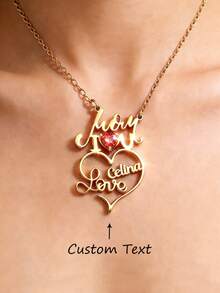 Custom Mom I Love You Birthstone Heart Name Necklaces For Women Stainless Steel Customized Pendant Necklace Female Personalized Neck Chain Jewelry Birthday Mother's Day Gift - Multicolor - View 1