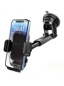 Universal Dashboard Car Phone Mount Holder With ABS Material, Adjustable 360° Rotation, Strong Suction Cup, Washable Sticky Gel Pad For Hands-Free Driving - Black - View 2