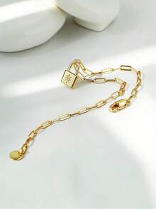 Charm-In 1pc Elegant Bracelet With Sparkling Zirconia Stones, Versatile For Daily Wear Or Gatherings, Suitable As Holiday Gift - Yellow Gold - View 6