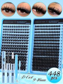 This DIY False Eyelashes Set Contains 448/384/200 Individual False Lashes To Create A Natural Makeup Look. The Set Includes 6 Different Lengths (9-16mm) Of Thickened Individual Lashes: Natural Lashes, Pointed Lashes, Lashes With Pointed Tips, And Cat-Eye Lashes, As Well As Eyelash Glue, Setting Spray, Eyelash Brush, And Tweezers. - 藍色 - 查看 16