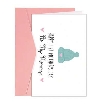 1pc Mother's Day Card With Envelope - "Everyday I Appreciate You But Today You Get A Card" Heartfelt Message, Pink & Beige Design, Perfect For Kids Or Husband To Send Mom, Mothers Day Gifts For Mom