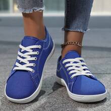 女士赤足跑鞋 - 宽楦运动鞋，宽鞋头设计，黑白、黑白红蓝配色，适合户外活动、步行和网球 - 运动风格 - 藍色 - 查看 5