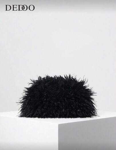 Dopamine Style Hair Claw Clip Purse, Y2K Furry Handbag, Candy-Colored Women Handbag, Charming & Cute Girl Wallet, Party Bag Perfect For Party Wedding Prom Dinner/Banquet Matching With Holiday Party Dress Evening Dress & Sequin Dress, Elegant Clutch Bag For Women , Wedding , Sequin