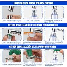 Filtro de Agua para Llave, Filtración de Llave de Cocina de 360°, Filtro de Agua para Grifo con 14 Elementos Filtrantes, 2 Filtr - como en la foto - Ver 7