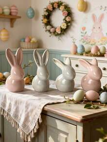 1 tượng thỏ Phục Sinh bằng gốm dễ thương, đồ trang trí nhà cửa tối giản hình thỏ, thích hợp để bàn, trang trí mùa xuân Phục Sinh, quà tặng ngày Valentine, trang trí nhà cửa, lễ Phục Sinh, trang trí mùa xuân, trang trí phòng khách, đồ trang trí sân vườn - Nhiều kiểu dáng - Xem 1