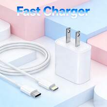 Ensemble d'adaptateur de charge rapide 30W - Comprend un adaptateur de charge rapide 30W + un câble de charge rapide étendu de 6,6 pi/200 cm, prend en charge la synchronisation de données haute vitesse, compatible avec iPhone 14/13/12/11 Pro/Plus/XS/XR/8/7/9 et séries, convient pour les voyages, le bureau, le dortoir, la maison et une utilisation dans plusieurs scénarios - Voir 1