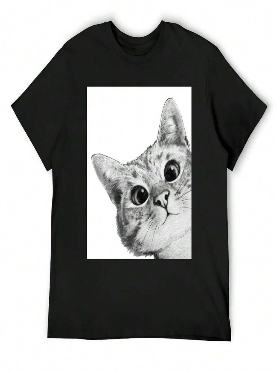 Sneaky Cat T-Shirt - Black - View 1