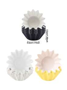 50个烘焙纸杯，带扇形边缘的纸杯蛋糕衬垫，玛芬纸杯，防油纸杯，适用于婚礼、生日、节日、派对、家庭烘焙 - 彩色 - 查看 3