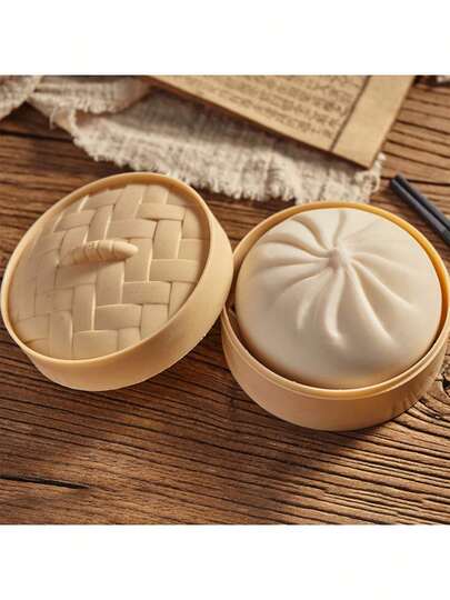 6cm Realistic Bamboo Steamer Squishable Toy, Fun Gag Gift, Decor, Squeeze Toy