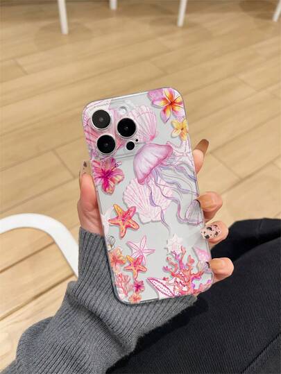 1pc Transparent Thick Anti-Drop UV Painted TPU Phone Case With Minimalist Cute Sea Turtle & Ocean Elements Design, Suitable For IPhone17/Air/17Pro/17Promax, IPhone16/16Plus/16Pro/16Promax, IPhone15/15Plus/15Pro/15Promax, Galaxy S25 Ultra, S24 Ultra, S22, S21 Ultra, S21 FE 5G, S23, S23+, S23 Ultra, S24, S21 Ultra/Pixel8/Pixel9/Pixel10PROXL Series, Provides Lens Protection And Can Be Used As A Protective Cover, Ideal Gift For New Year, Christmas, Halloween Or Valentine's Day