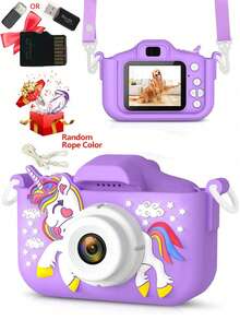YAIUZGOO 1080P HD Photo & Video Camera With 2.0" Screen, Silicone Protective Case, Puzzle Game, SD Card Storage, Outdoor Photography Camera, Valentine's Day/Birthday Gift, 150mAh - Purple - View 1