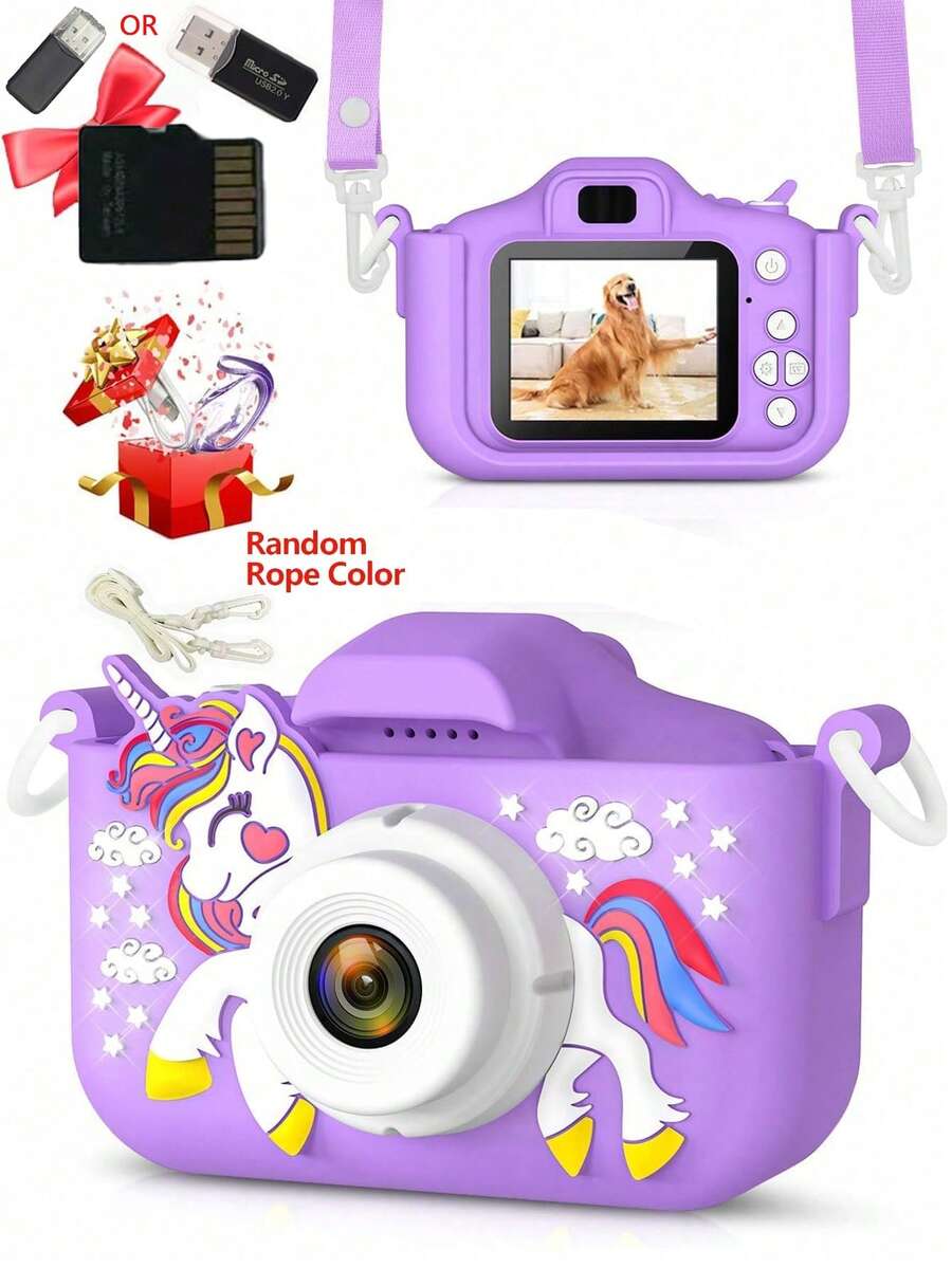 YAIUZGOO 1080P HD Photo & Video Camera With 2.0" Screen, Silicone Protective Case, Puzzle Game, SD Card Storage, Outdoor Photography Camera, Valentine's Day/Birthday Gift, 150mAh - Purple - View 1