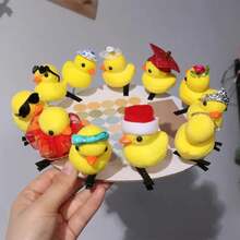 Pinzas para el pelo de pato con diseño floral de moda, pasadores laterales de peluche con lazo de pollo, horquillas de animales, pinzas de pico de pato de dibujos animados para niños/niñas QT4D - Estilo F - Ver 5