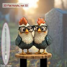 2D平面，1个2D经典公鸡亚克力花园标牌，适用于庭院、草坪、花坛，无需用电，2D印刷，2D平面 - A - 查看 2