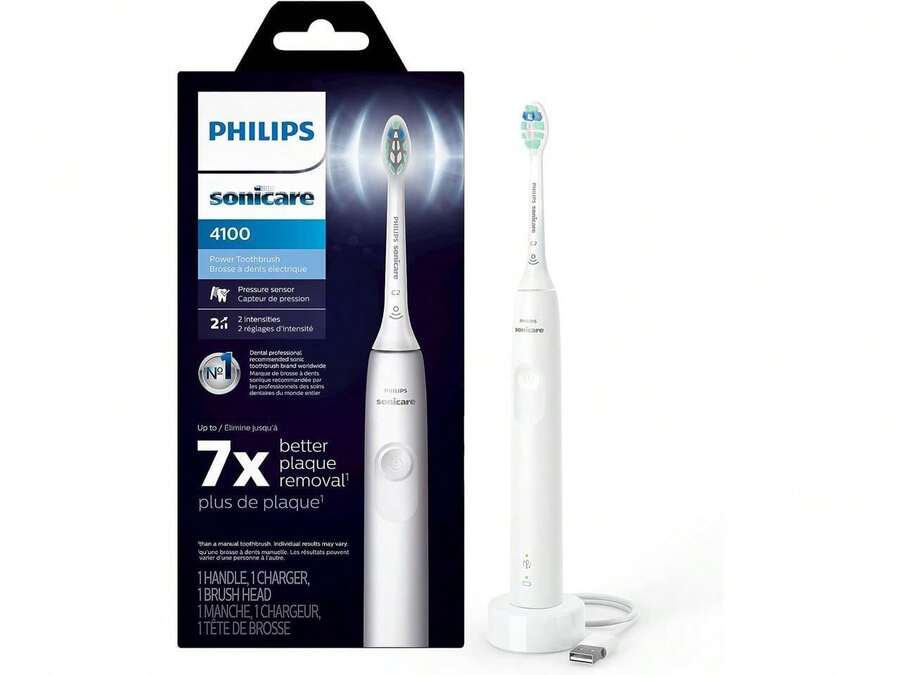 Philips Sonicare 4100 Power Toothbrush, Rechargeable Electric Toothbrush With Pressure Sensor, White (HX3681/23) - 白色 - 查看 1