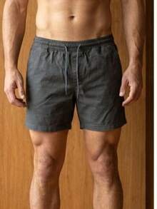 Men's Bermuda Shorts In Twill Fabric With Elastic Waistband - 灰色 - 查看 2