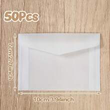 50个透明纸信封，邀请函信封，婚礼新娘派对装饰，活动餐桌装饰，派对礼品邮寄信封，生日派对用品，半透明玻璃纸信封10*7厘米，婚礼邀请函信封架，复古手写信封，节日贺卡明信片保护套，适用于生日派对、节日派对邀请函收纳。 - 查看 8
