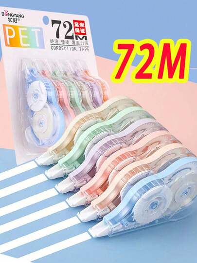 1pc 72m High Capacity Correction Tape, Student Correction Tape Set, Correction Tool, Correction Stationery, Eraser, Homework Correction, Correction Supplies, Writing Modification, Correction Fluid, School Supplies, Back To School Essentials