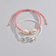 2条波西米亚海洋风绳编海星脚链，适合日常佩戴和度假 - 彩色 - 查看 2