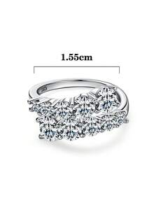 1枚奢华925纯银莫桑石戒指，宝石尺寸分别为5.5毫米x2、4.7毫米x2、4.0毫米x2、3.5毫米x2、2.8毫米x2，总重3.2克拉，适合女士日常佩戴、婚礼新娘首饰、订婚纪念日礼物、情人节礼物、闪亮生日礼物。 - 銀色 - 查看 4