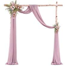 1件/2件 600厘米 酒红色雪纺花卉拱门帘布，婚礼仪式接待背景装饰 - 婚禮拱門垂飾布料 - 查看 17