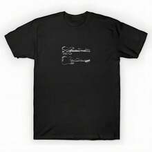 Cotton Oversized Printed-Shirt Unisex, Solid Black Casual Graphic Tee, Summer Essential Layering Top, S-3XL  Bass Guitar Stratocaster Patent Print - 黑色 - 查看 1