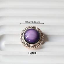 10pcs Textured Ombre Handmade Resin Sewing Buttons, Gold Color Vintage Style Plastic Buttons For Sweater, Cardigan, DIY Crafts - Patterned Edges - View 17