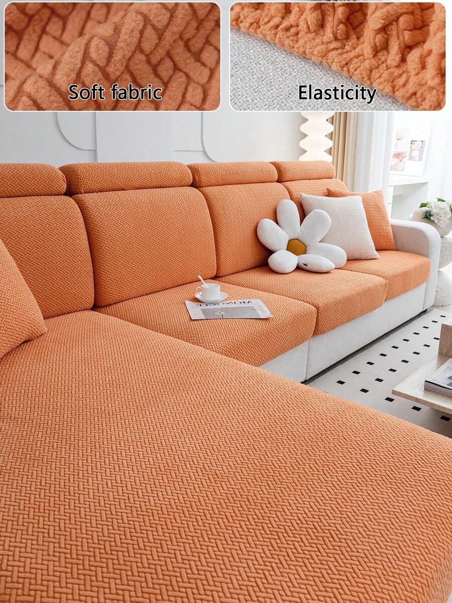 1pc Modern Minimalist Plush Sofa Slipcover, Non-Slip Stretch Cover, Suitable For 1/2/3/4 Seater Sofa In Living Room/Bedroom, Pet-Friendly & Machine Washable - Nian Chu