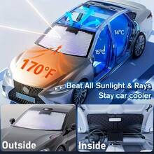 菱形激光汽车前挡风玻璃遮阳帘，防紫外线隔热帘，一键开启，物理反射冷却，保护内饰，适用于轿车和SUV - 菱格鐳射車前擋遮陽板 - 查看 6