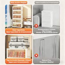 40/50/60cm Organizer Cabinet, Foldable, Stackable, With Wheels, Multipurpose, 2 Doors - 查看 7