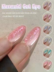 MISS SHAKA 10毫升春夏美甲冰透明美人鱼粉蓝绿玻璃珠猫眼凝胶指甲油胶水2026白色升级多功能超亮磁性粉当季流行美甲沙龙家用DIY美甲用品 - 彩色 - 查看 10