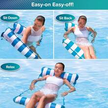 5 Pack Inflatable Pool Floats Adult Size Water Hammock, Pool Rafts Lounge Chairs Floating, 4-In-1 Multi-Purpose Pool Floaties Toys, Floats For Swimming Pool - 5Pack - View 5