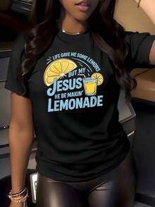 Rodajas de limón brillantes y un vaso de limonada que inspiran esperanza fe y energía positiva con frase motivadora divertida camiseta de mujer blanca 220g casual cómoda para verano - Negro - Ver 8
