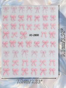 3/6 Sheets 3D Bow Knot Nail Stickers Ethereal Ribbon French Line Nail Art Decals Cute Minimal DIY Manicure - Multicolor - View 5