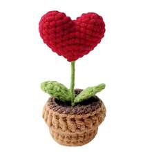 1PC Heart Shaped Handmade Knit Potted Plant, Imitation Flower Pot, Mini Ornament, Home Decor, Gift For Mother's Day, Valentine's Day, Christmas, Back To School Room Decor - 紅色 - 查看 8