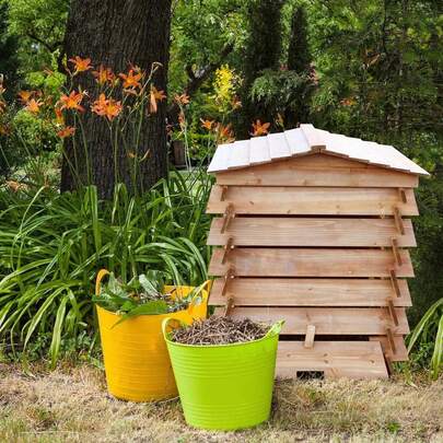 Wooden Composter Compost Bin BeeHive Style Recycle Garden Kitchen Waste 328L