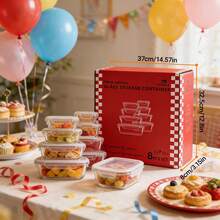 Stozle 18PCS (8 Lids + 8 Containers + 2 Seasoning Boxes) Airtight Glass Food Storage Gift Set, Lids With Air Holes, Perfect For Meal Prep, Lunch - Airtight Storage | Durable Glass, Ideal For Birthday | Party | Festival Gifts - Xám - Xem 2
