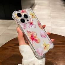 Funda de teléfono con estampado de lirio e hibisco, adecuada para iPhone 17 Pro Max, 17 Pro, Air 16, 15, 14 Pro, Plus 13, 12, 11 Pro Max, XS, XR, X, 7, 8 Plus, 12, 13 Mini. Cubierta protectora transparente y gruesa con estampado floral a prueba de golpes - transparente - Ver 4