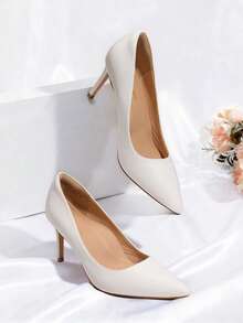 Women's Pointed-Toe Stiletto Pumps Elegant Slip-On Heels For Wedding, Office, And Special Occasions. Designed For Style And Comfort. - 白色 - 查看 11