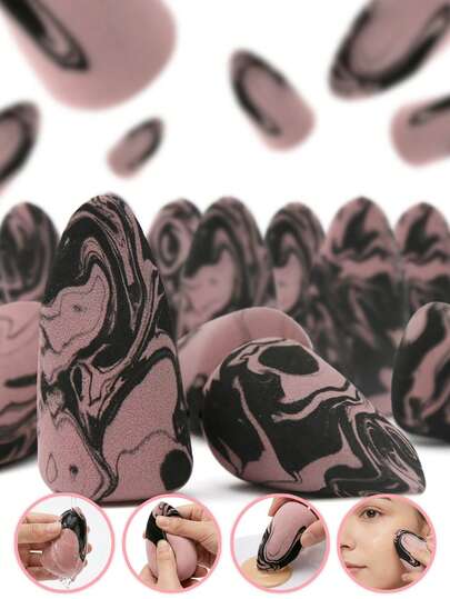 2/6/8/10/20/32/48/64Pcs Rocket Head Beauty Sponge Black Pink Non-Latex Hydrophilic Polyurethane For Foundation BB Cream Concealer