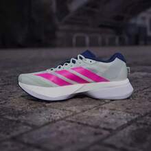 Adidas ADIZERO BOSTON 13M Men's Running Shoes - Gray-green/pink/blue - View 3