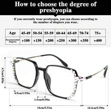 1 pièce Lunettes carrées décorées de strass, élégantes lunettes de lecture avec bras en métal et décoration papillon, combo multi-pack unisexe - Noir - Voir 3