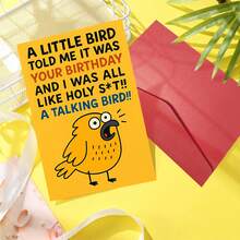 Funny Humorous Birthday Greeting Card | 1pc Talking Bird Design With Quote "A Little Bird Told Me It Was Your Birthday", Perfect For Friends, Family & Adult Celebrations, Unique Playful Wishes - Sets - View 6