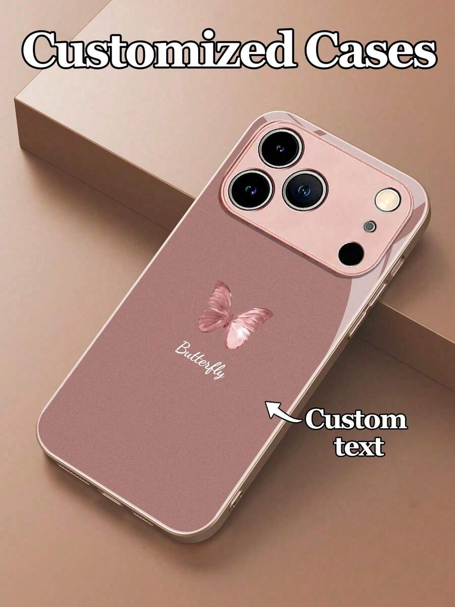 1pc Customizable Spring Soft Pink Bow Design TPU+PC Tempered Glass Material Phone Case, Compatible With IPhone17ProMax/17Air/16 ProMax/15 Pro/14 Plus/13 Pro/12 Pro Max/11/Xs Max/8/7/6 Plus, S24 Ultra/S25 Ultra/A12/A55/A31/A22, UV High-Definition Printing, Business Creative Elegant, Fashionable Luxury, Holiday Party Gift, Pink Luxury Protective Case - Pink - View 1